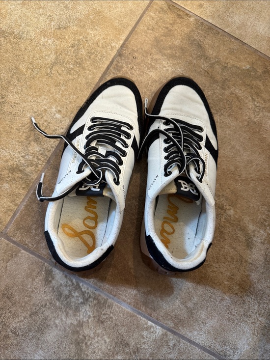 Sam Edelman Shoes - Sam Edelman Men's White and Black Retro Trainer Sneakers